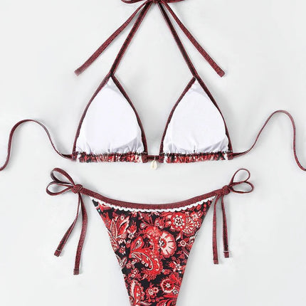 2025 Halter String Triangle Two Piece Bikini Women Swimwear Female Swimsuit Bathers Bathing Swimming Suit Beachwear Summer