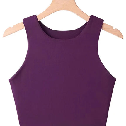 2023 Summer Fashion Women Sexy Slim Tops O-neck Sleeveless Double Nylon Ladies Good Quality Tank Tops 6 Colors