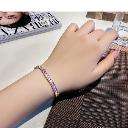 Full of Rhinestone Stainless Steel Bracelet For Women 2022 New  Designer Shiny Luxury Zircon Adjustable Bracelets Jewelry Gift