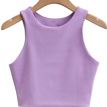 2023 Summer Fashion Women Sexy Slim Tops O-neck Sleeveless Double Nylon Ladies Good Quality Tank Tops 6 Colors