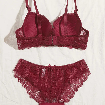 Transparent Floral Two Pieces Clothing Underwire Push Up Lingeries For Woman A2123