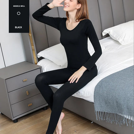 Warm Thermal Underwear Sexy Ladies Intimates Long Johns Women Shaped Sets Female Middle Collar Thermal Shaping Clothes