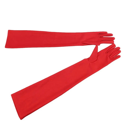 Long Satin Gloves for Women, Mittens, Monochromatic, Women's Fashion, Evening and Prom Costume, Autumn and Winter