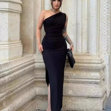 Summer Black New Dress Women Fashion Sexy Split Sleeveless Backless Slim Maxi Dress Female Casual Club Elegant Lady Party Dress