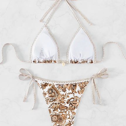 2025 Halter String Triangle Two Piece Bikini Women Swimwear Female Swimsuit Bathers Bathing Swimming Suit Beachwear Summer