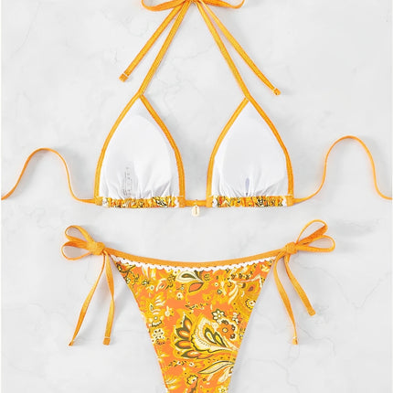 2025 Halter String Triangle Two Piece Bikini Women Swimwear Female Swimsuit Bathers Bathing Swimming Suit Beachwear Summer