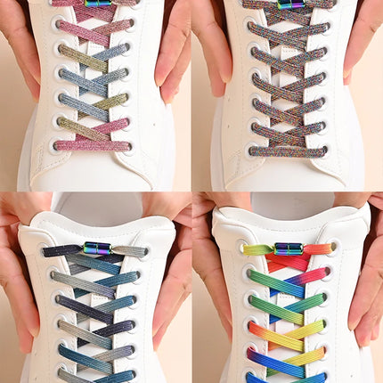 1Pair No Tie Shoe Laces Colorful Buckle Shoelaces Pearl Light Colorful Fashion Without Ties Elastic Laces Sneaker Kids Adult