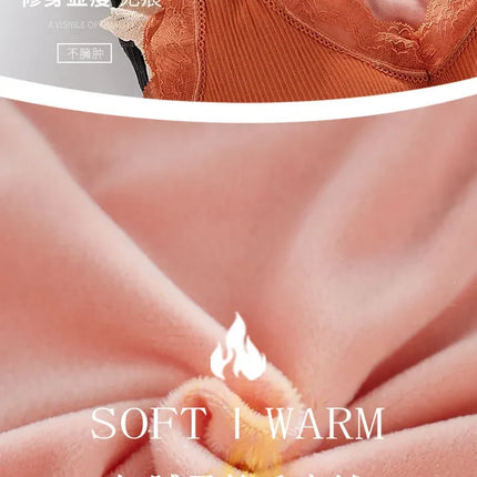 40-90 Kg Plus Size Thermal Underwear Female Velvet Lace V-neck Sexy Slim Warm Vest Camisole Cotton Tank Tops термобелье женское