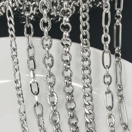 1meter Stainless Steel Necklace Chain for Jewelry Making DIY 1:3 NK Rolo Cable Link Curb Chains Thick Chain Bracelet Accessories