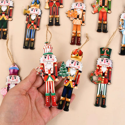 12Pcs Nutcracker Soldier Wooden Pendant Xmas Tree Hanging Ornament 2024 Christmas Decoration for Home Navidad 2025 New Year Gift