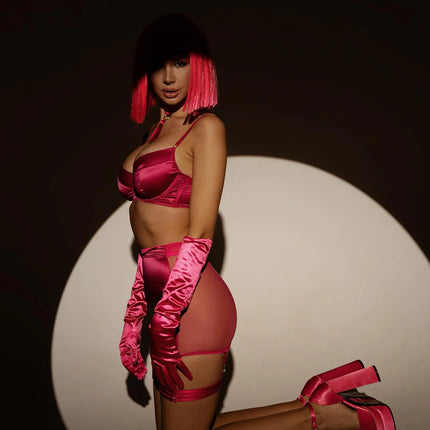 Yimunancy Choker Tassel Sexy Lingerie Set Women 5-Piece Club Brief Underwear Set Garter Kit