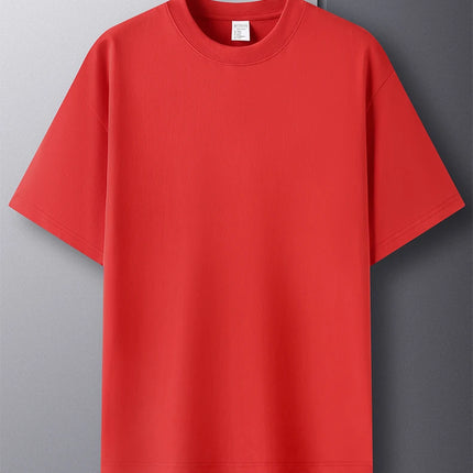 100% pure cotton summer high-end brand men's short sleeve round neck fashionable style half sleeved top breathable T-shirt