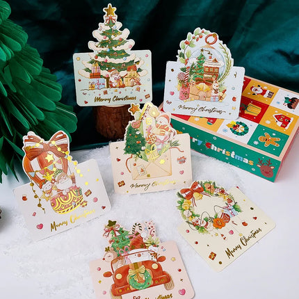 20/10/5/1Pcs Christmas Cards Greeting Invitations Foldable Bronzing Gifts Letter Home Xmas Party Envelope Decoration Accessories
