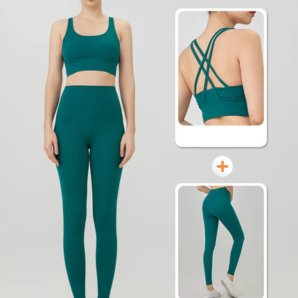 2 Piece Yoga Clothes Women's Tracksuit Athletic Wear Pilates Fitness Suit Gym Workout Push Up Clothes Sports Bra Leggings Suit