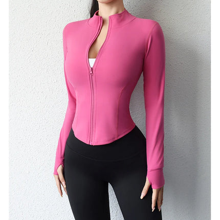 2023 New Yoga Coat Short Sports Jacket Women'S Fitness Clothes Slimming Body Sculpting Zipper Yoga Jacket