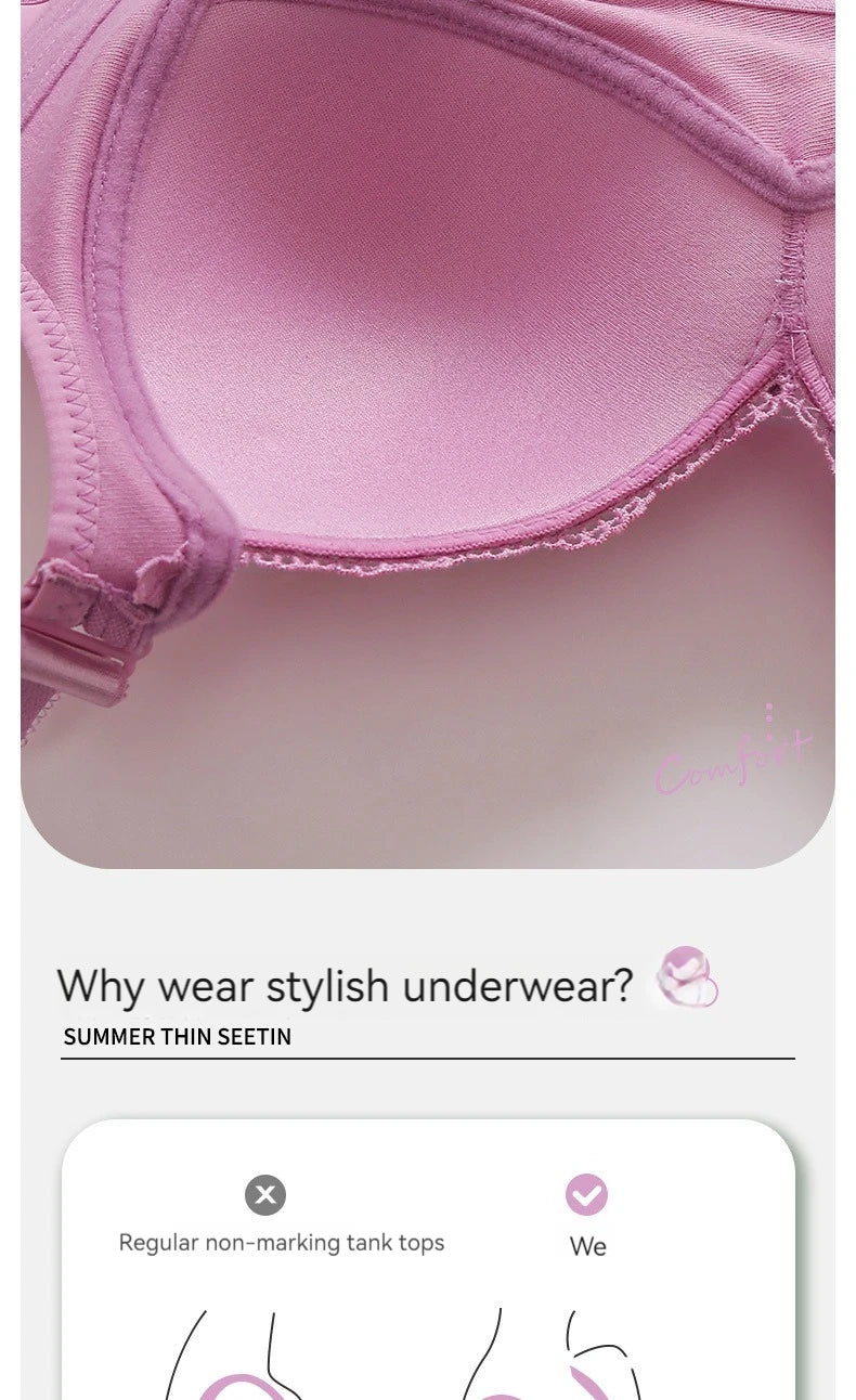 New Large Size Sexy Luxury Lace Non-steel Ring WOMEN'S Bra Push up Comfortable Four Rows of Buckle Thin Section Ladies Underwear