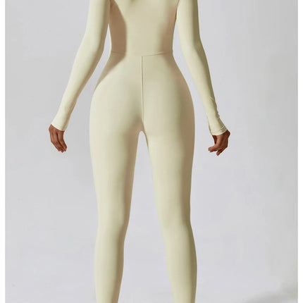 Yoga Boilersuit Long Sleeved Women's Sportswear Gym Zipper Jumpsuits Workout High-intensity Fitness One-piece Skin-tight Garment