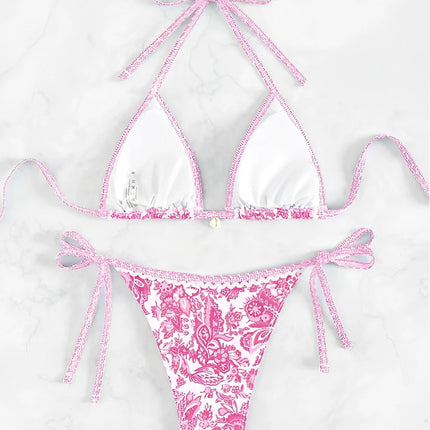 2025 Halter String Triangle Two Piece Bikini Women Swimwear Female Swimsuit Bathers Bathing Swimming Suit Beachwear Summer