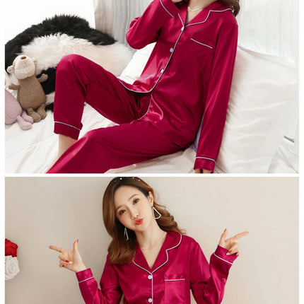 Pajamas Sets for Women 2024 Sexy Silk Women Pijama Sets Sleepwear Long-sleeve Cardigan Set Female Ice Silk Pyjamas Home Clothing