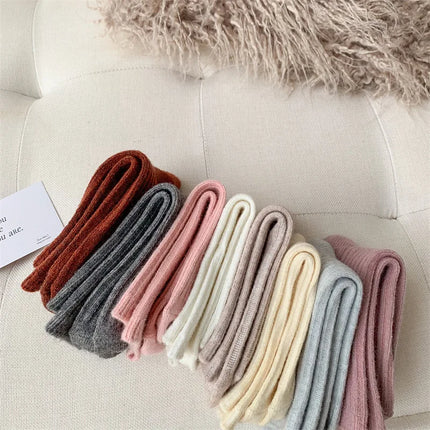 2024 New Winter  Cashmere Wool Women Socks  Casual japanese fashion Solid Color Thicker Long Sock Girls Thermal Warm Crew Sock