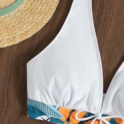 2023 Halter Bikini Set Short Swimsuit Women High Waist Swimwear Female Printed Bathers Swimming Bathing Swim Suit Beachwear