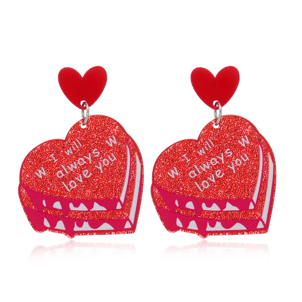 2pcs Spring Style Sweet Pink Layered Love Peach Heart Exaggerated Vacation Fashion Earrings and Needle Accessories