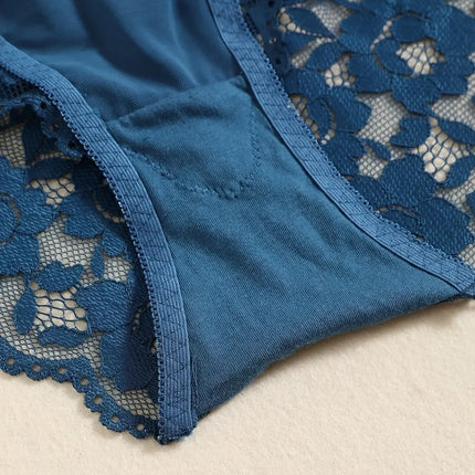 1 Set Elegant Erotic Lace Embroidery Breathable Fabric Lingeries : Push-Up Bra, Low Waist Sheer Panty - Ultimate Valentine's Day