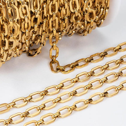 1M NO FADE Stainless Steel Square Link Chain for DIY Necklace Bracelet 6.5mm Rolo Cable Link Chains Jewelry Making Supplies Bulk