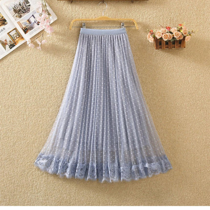 Tutu Tulle Long Maxi Skirt Women Fashion 2023 Korean Cute Pink High Waist Pleated Skirt Mesh Female Lady Aesthetic Faldas