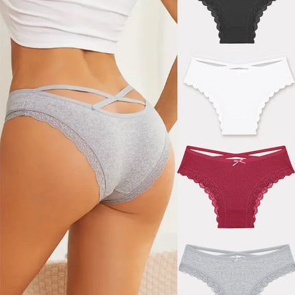 4PCS Women's Cotton Briefs Sexy Female Underpants Elasticity Comfortable Underwear Panties Lingerie S-XL  Solid Color Intimate