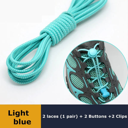 1Pair Shoelaces for Sneaker Elastic No Tie Shoe Laces Stretching Lock Lazy Laces Quick Rubber Shoelace Round Shoestrings