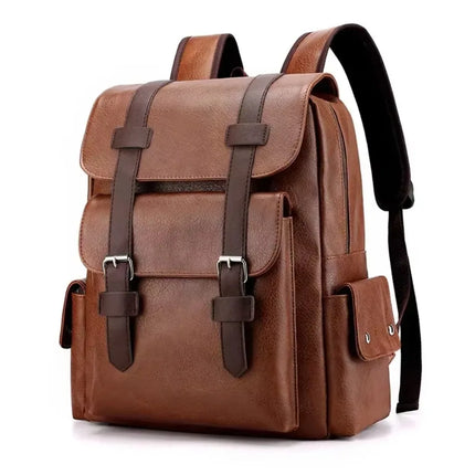 Korean Version Soft PU Leather Backpack For Men And Women Casual Trend High School Students Computer Travel Backpacks Wholesale