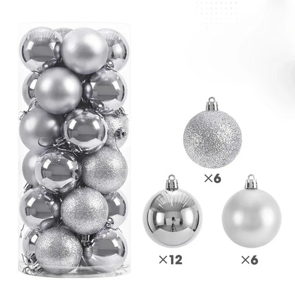 24Pcs 3/4/6CM Christmas Balls Big Ball Christmas Tree Pendant Ornaments for Party Decor 2025 New Year Navidad Gifts Accessory