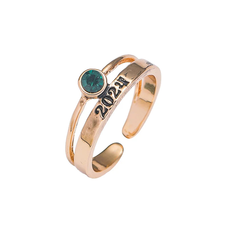 1 pcs 2024 vintage ring simple dark green finger ring women's ring