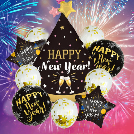 10pcs Happy New Year Champagne Bottle Balloon Set New Year Party Decorations Navidad 2024