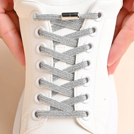 1Pair No Tie Shoe Laces Colorful Buckle Shoelaces Pearl Light Colorful Fashion Without Ties Elastic Laces Sneaker Kids Adult