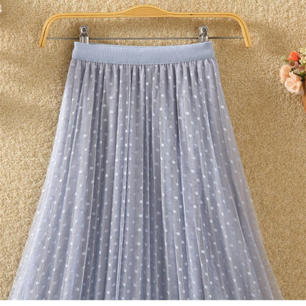 Tutu Tulle Long Maxi Skirt Women Fashion 2023 Korean Cute Pink High Waist Pleated Skirt Mesh Female Lady Aesthetic Faldas