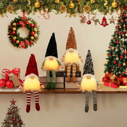 1~4pcs 2024 Christmas Doll Elf Knitted Gnome with Led Night Light Christmas Decorations for Home Xmas Navidad New Year 2025 Gift