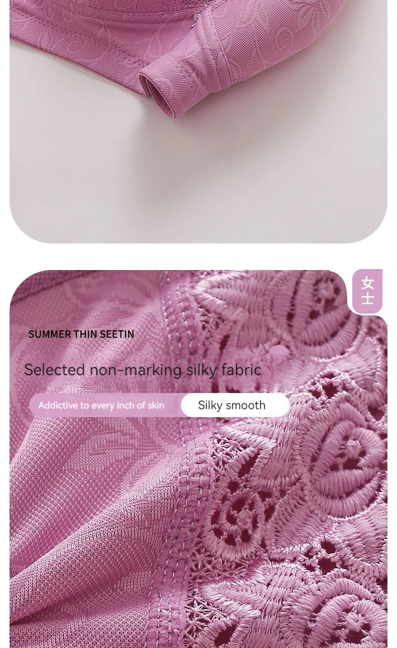 New Large Size Sexy Luxury Lace Non-steel Ring WOMEN'S Bra Push up Comfortable Four Rows of Buckle Thin Section Ladies Underwear