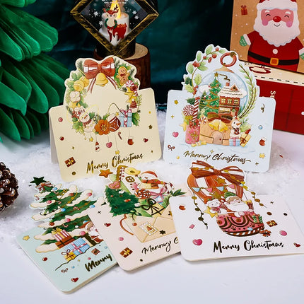 20/10/5/1Pcs Christmas Cards Greeting Invitations Foldable Bronzing Gifts Letter Home Xmas Party Envelope Decoration Accessories