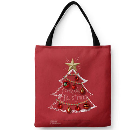 Red Background Christmas Pine Tree Fashionable Zipper Cloth Bag
