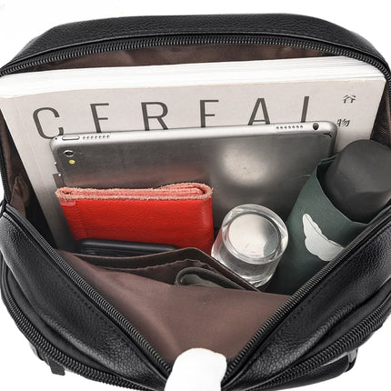 Luxury Women Leather Backpacks for Girls Sac a Dos Casual Daypack Black Vintage Backpack School Bags for Girls Mochila Rucksack