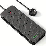 Portable 14-in-1 Power Socket | Surge Protector with 8 AC Outlets, 6 USB Ports, 3250W 13A, 1.8m Extension Cord – Safe for Home, Office & Travel