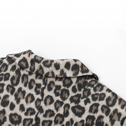 Women's Fashion Slim Long Sleeve Leopard Print Coat