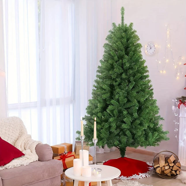 6FT/1.8m Green Artificial Christmas Tree, Traditional 850 Branches XMAS Tree With Metal Stand, Realistic Natural Branches For Indoor/Outdoor, Home Office Store Party Holiday Decor| Easy To Assemble