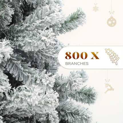 YardFunK 6ft Artificial Christmas Tree, Full Snow Flocked Xmas Tree With Foldable Metal Stand 880 Flocked Tips For Home Party Decorations, 182cm