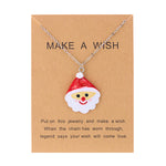 Cute Cartoon Resin Necklace Christmas Snowman Santa Claus Pendant Clavicle Chain Necklace For Women Jewelry