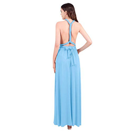 Womens Sexy Convertible Multi Way Wrap Transformer Solid Cocktail Off Shoulder Wedding Bridesmaid Evening Long Maxi Dress Floor Length Bandage Pageant Prom Ball Gowns