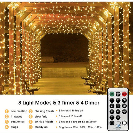100M Long Lights Outdoor Fairy Lights Plug in, 800LED String Lights Indoor for Room, Diamond LED Shape Garden Tree Lights with Remote Timer, 10M Lead Wire