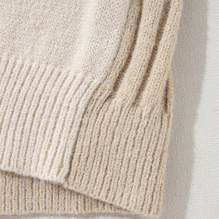 Cable-Knit Color Block Round Neck Sweater